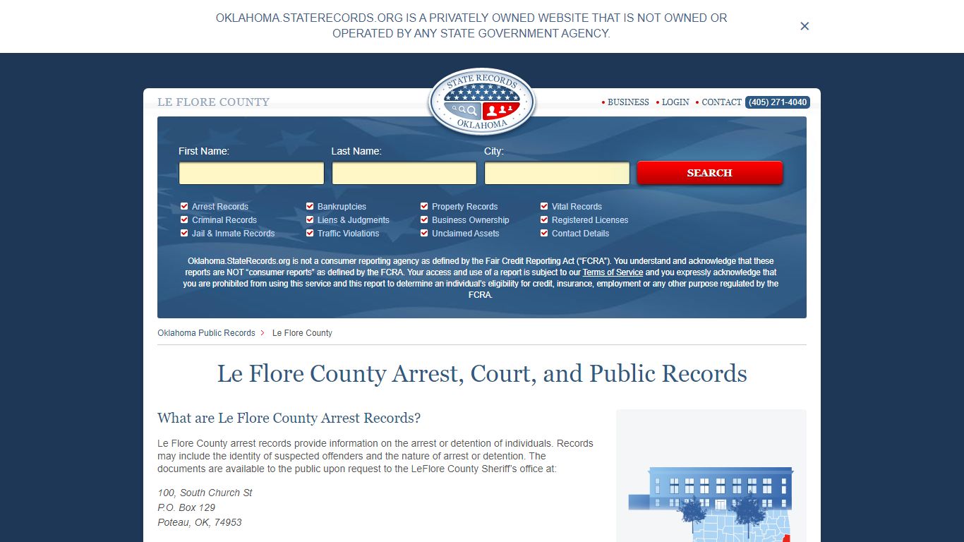 Le Flore County Arrest, Court, and Public Records