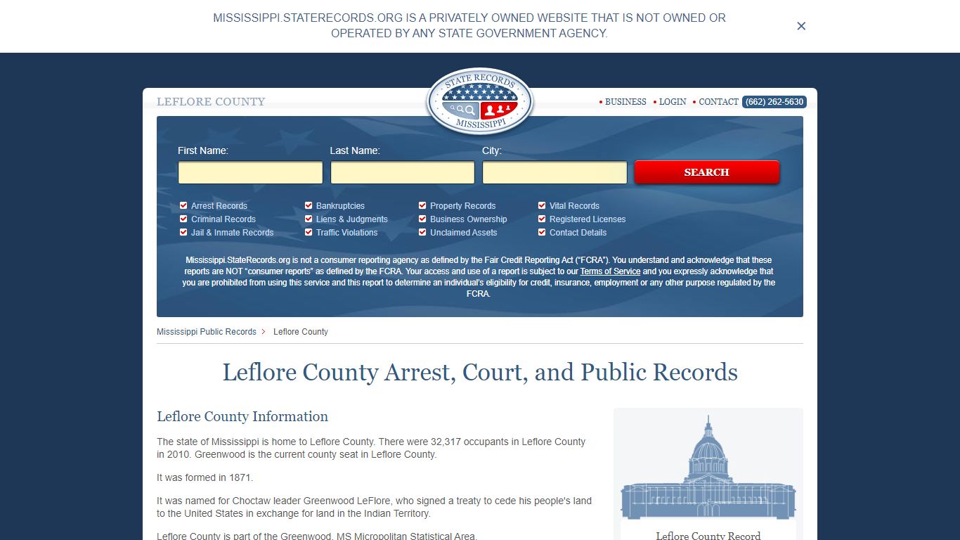 Leflore County Arrest, Court, and Public Records